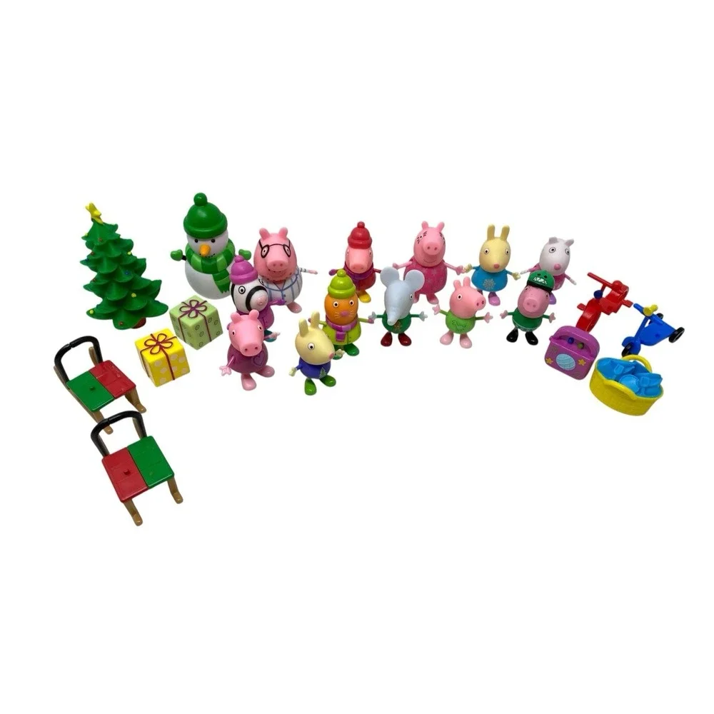 Peppa Pig Mixed Lot 22 Piece Christmas Winter Pajama Themed Figures Accessories